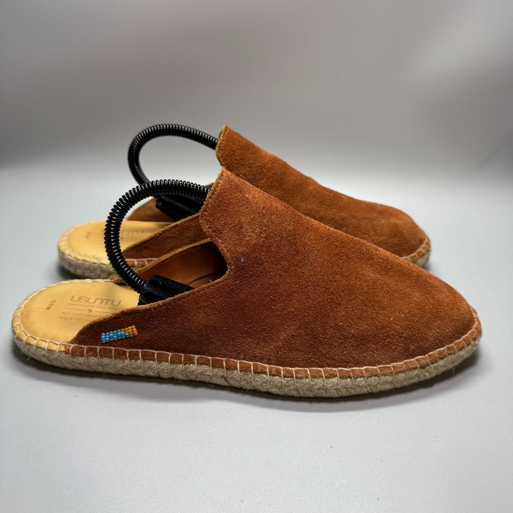 Ubuntu Life Lamu Mule Handmade Kenya Chestnut Brown Suede Mule SZ. 10.5‎